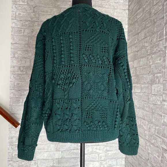 Cape Isle Knitters Vintage Evergreen Chunky Knit Popcorn Cardigan - Picture 4 of 10